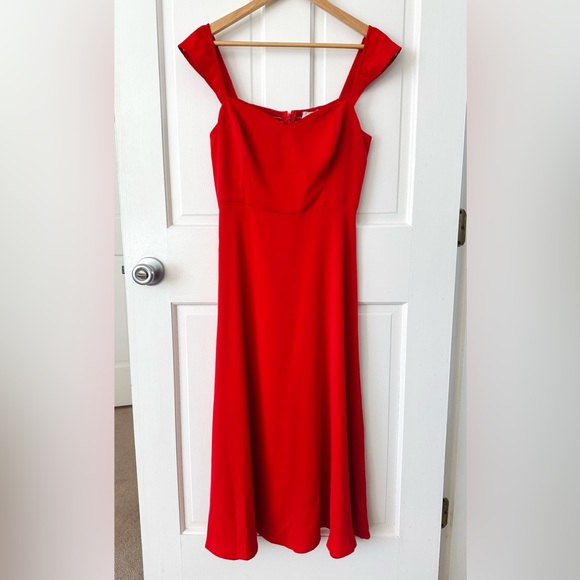 NEW! RIHOAS The Red Sweetheart Neckline Cap Sleeve Midi Dress Size XS - Picture 7 of 15